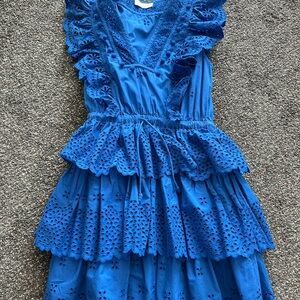 Ulla Johnson Blue Ruffled Tiered Sundress